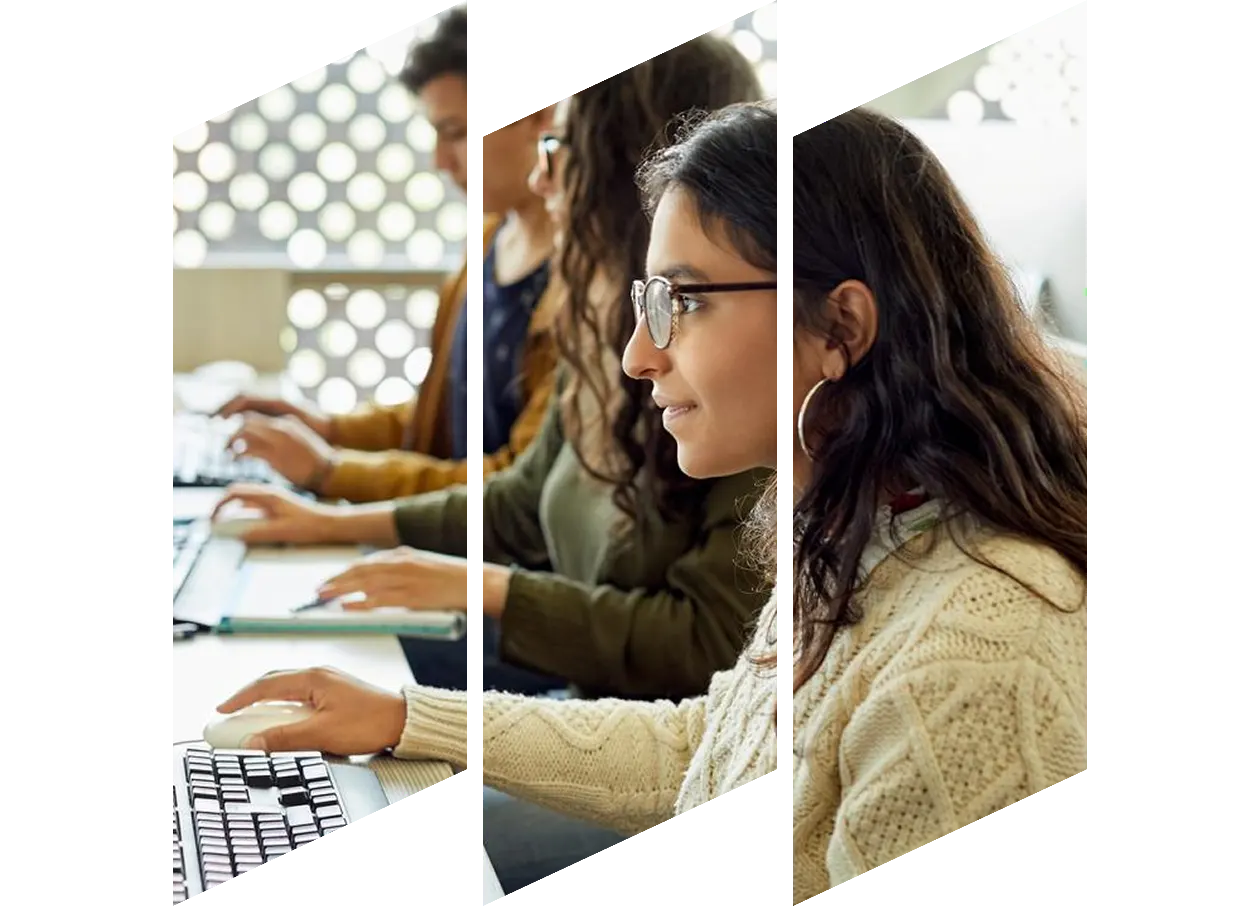 An agriculture specialist focussing on a computer screen