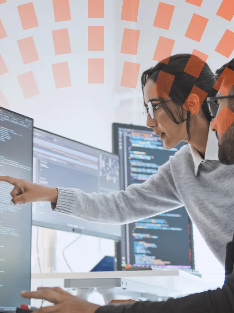 Colleague reviewing data on screen