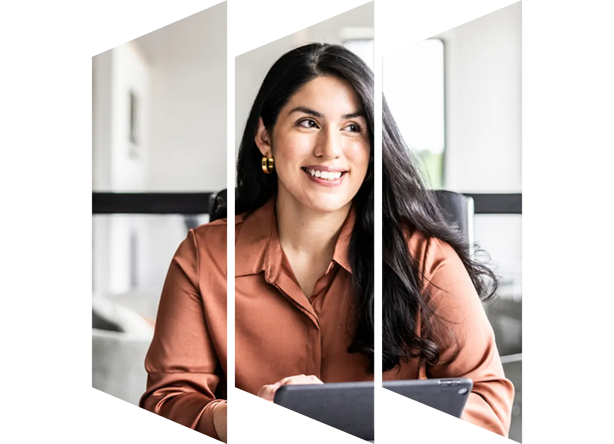 Contemplating researcher with digital tablet looking away