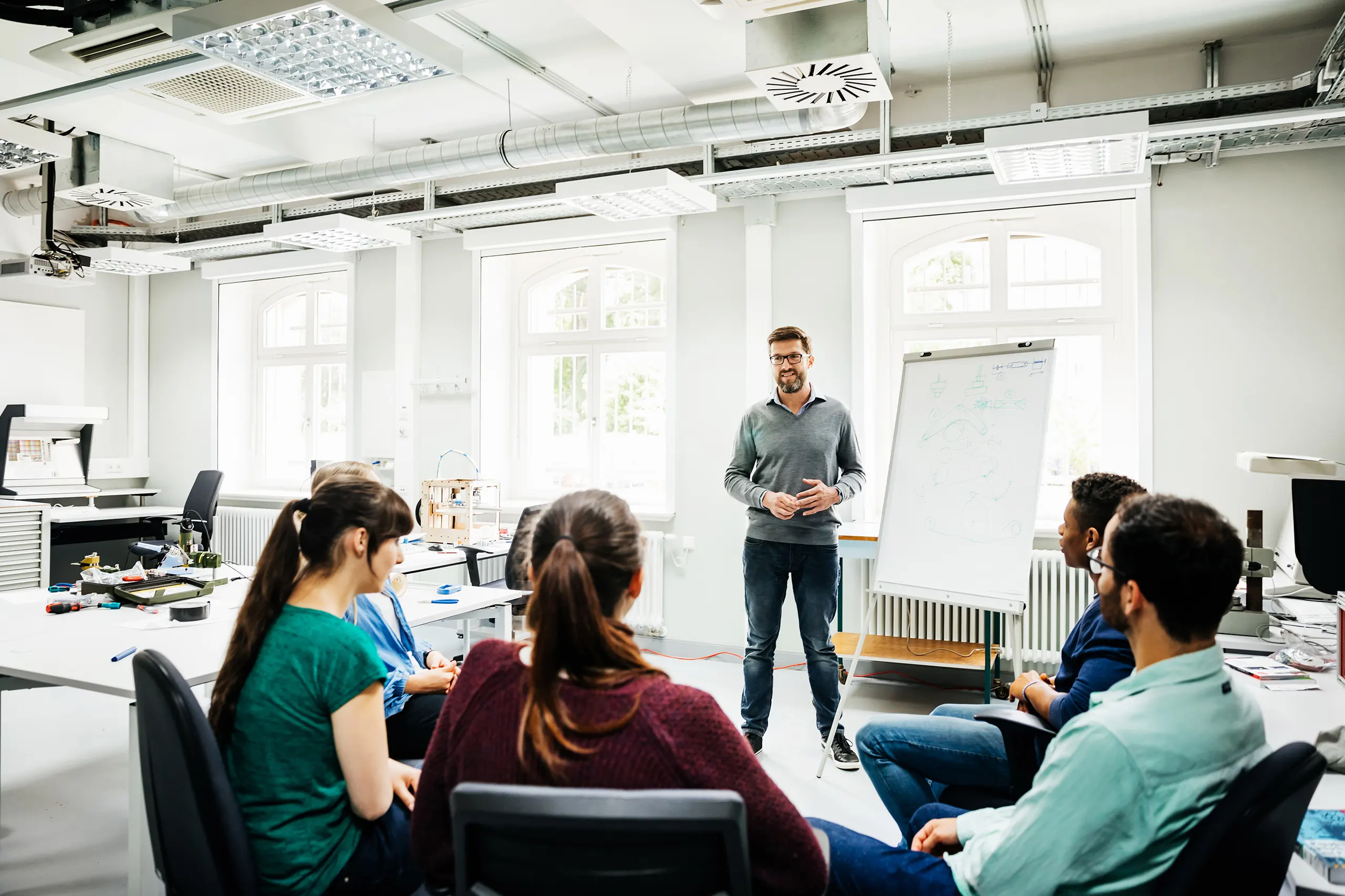 Professor lecturing students