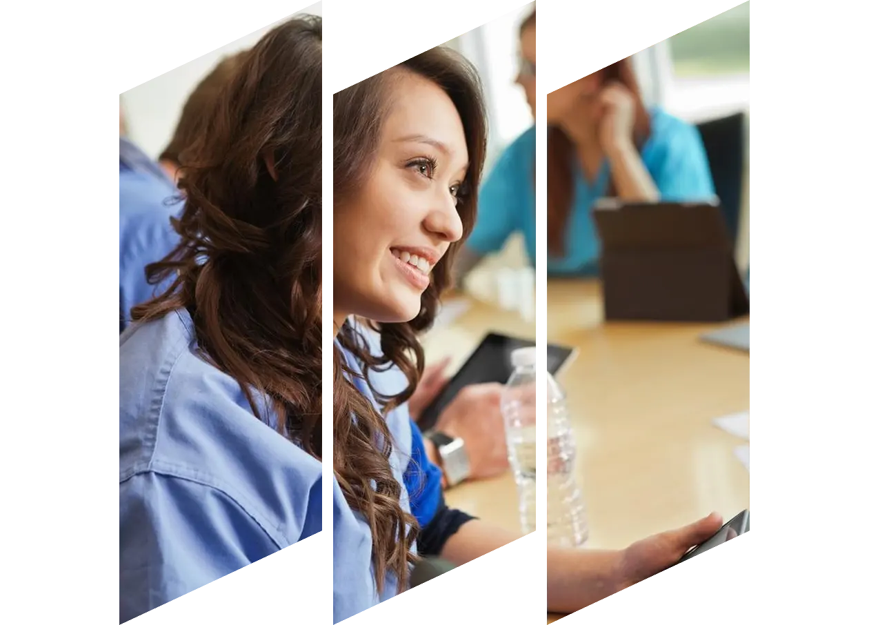 Nurse student studying with books and laptop