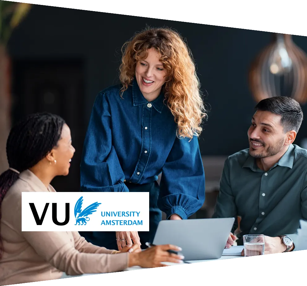 Close-up image of CPU and motherboard with VU logo
