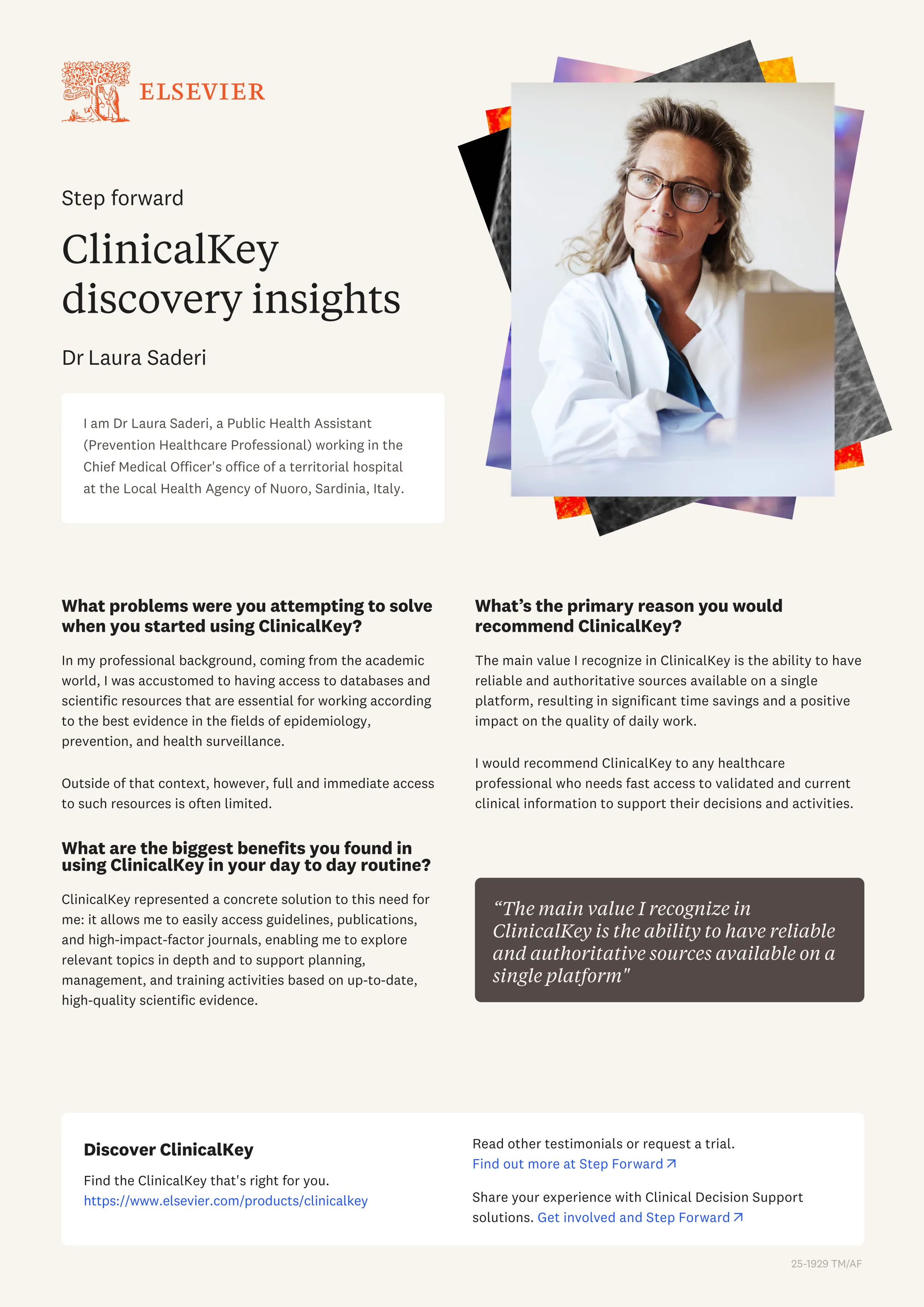 ClinicalKey -  Step forward Customer Testimonial  -  Dr Laura Saderi Italy