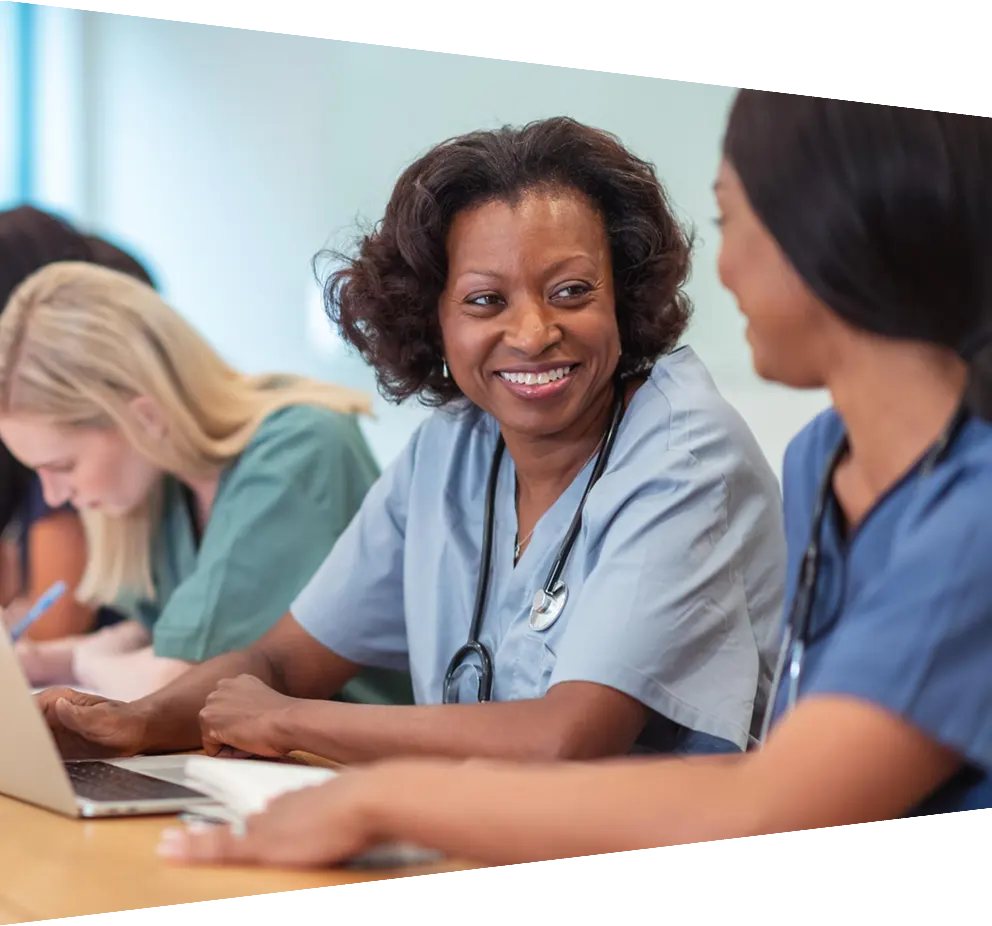 Multi-ethnic group of nursing students in class