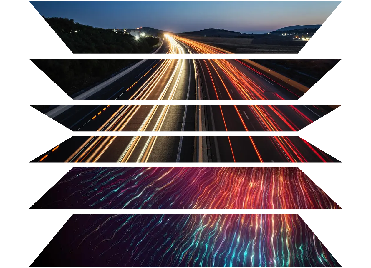 High angle view of light trails on highway at night