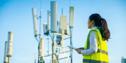 Engineer working at a telecommunications tower