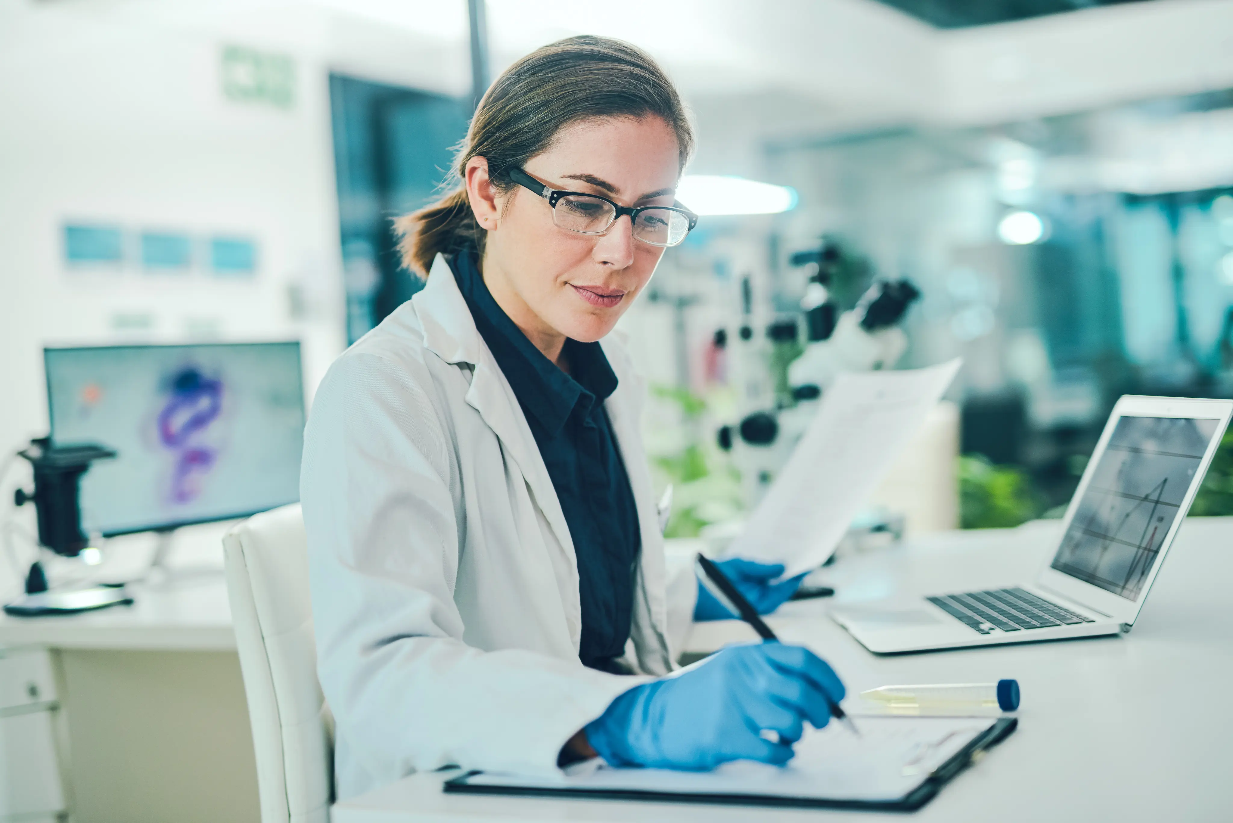 Clinician doing research in a lab