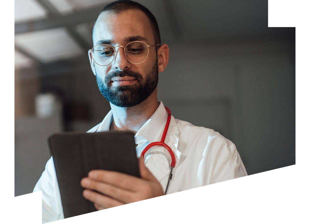 Doctor using tablet PC in hospital 