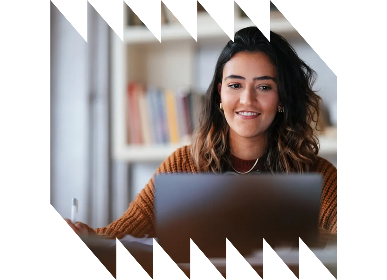 Woman studying her first master's degree class.