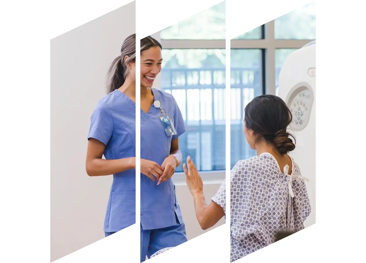 Female patient and MRI scanner