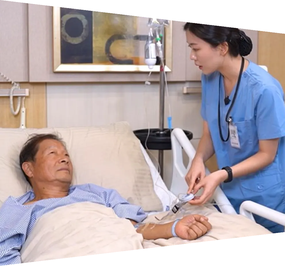 Japanese nurse attending to patient