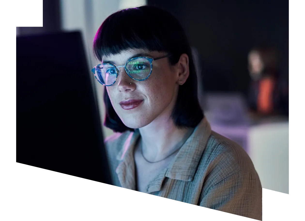 Young business woman working at a computer