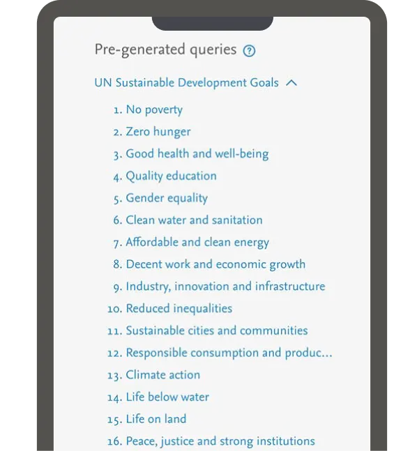Screenshot of pre-defined search queries in Scopus