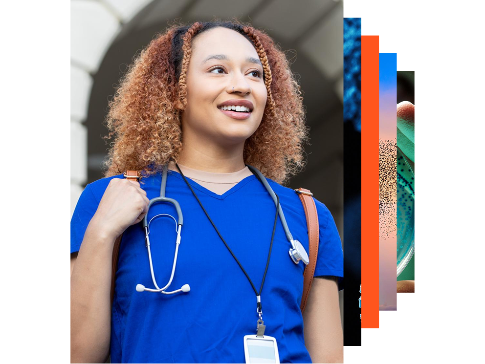 Cheerful nursing student close up image