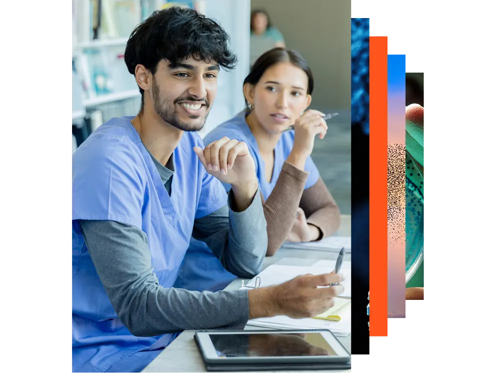 A multi-ethnic group of students sitting in a university lecture hall
