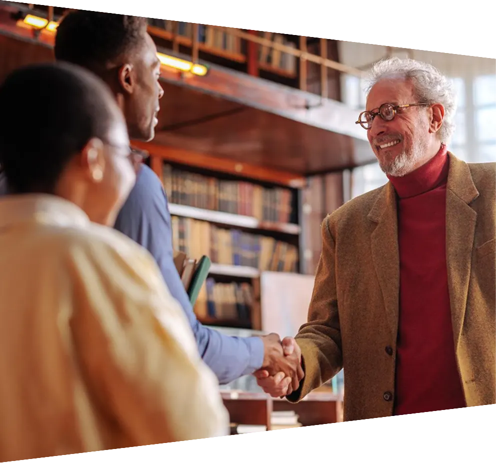 Two colleagues shaking hands on a partnership
