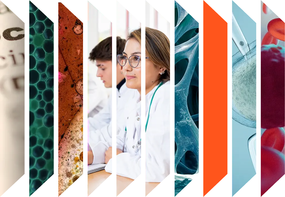 Colourful accordeon of  clinician and health images