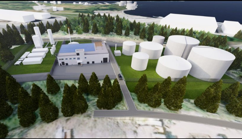 Illustrasjon av et biogassanlegg.