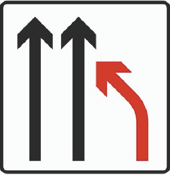 Fletteskilt. Kjørefelt slutter.