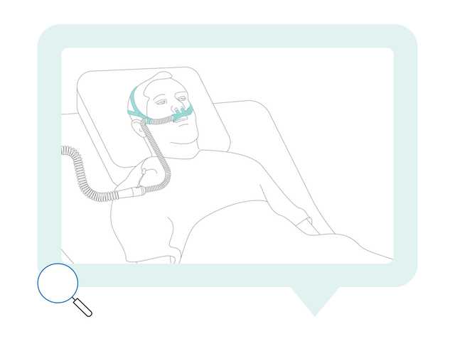 Lineart image of patient in bed with nasal cannula