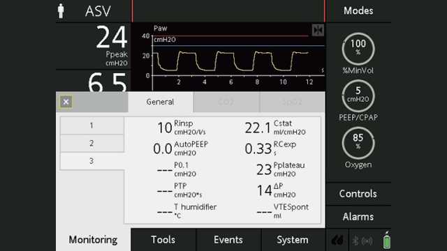 Screenshot showing monitoring window with parameters below