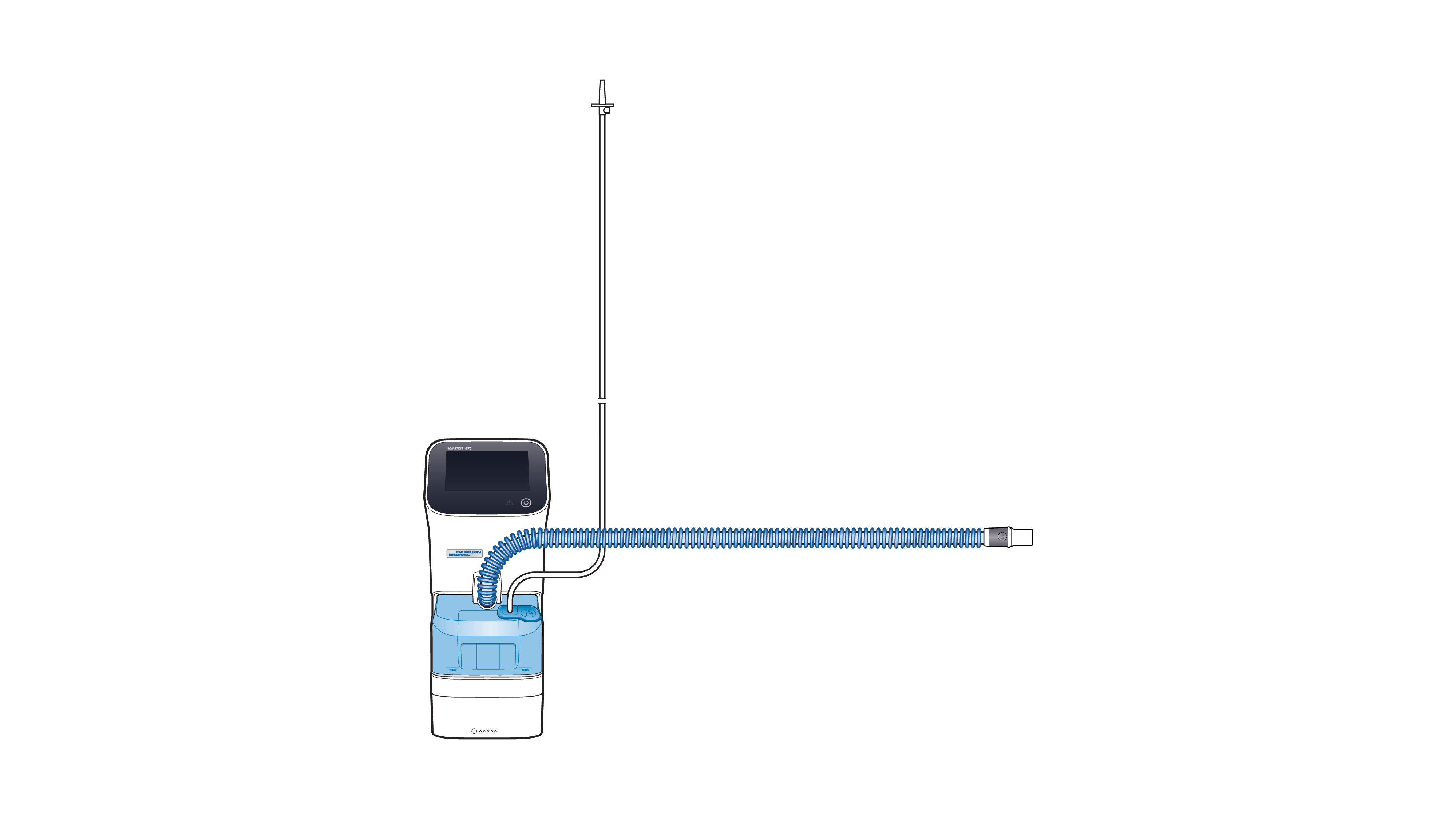 Therapiesystem mit High-Flow Nasenkanüle auf dem HAMILTON-HF90