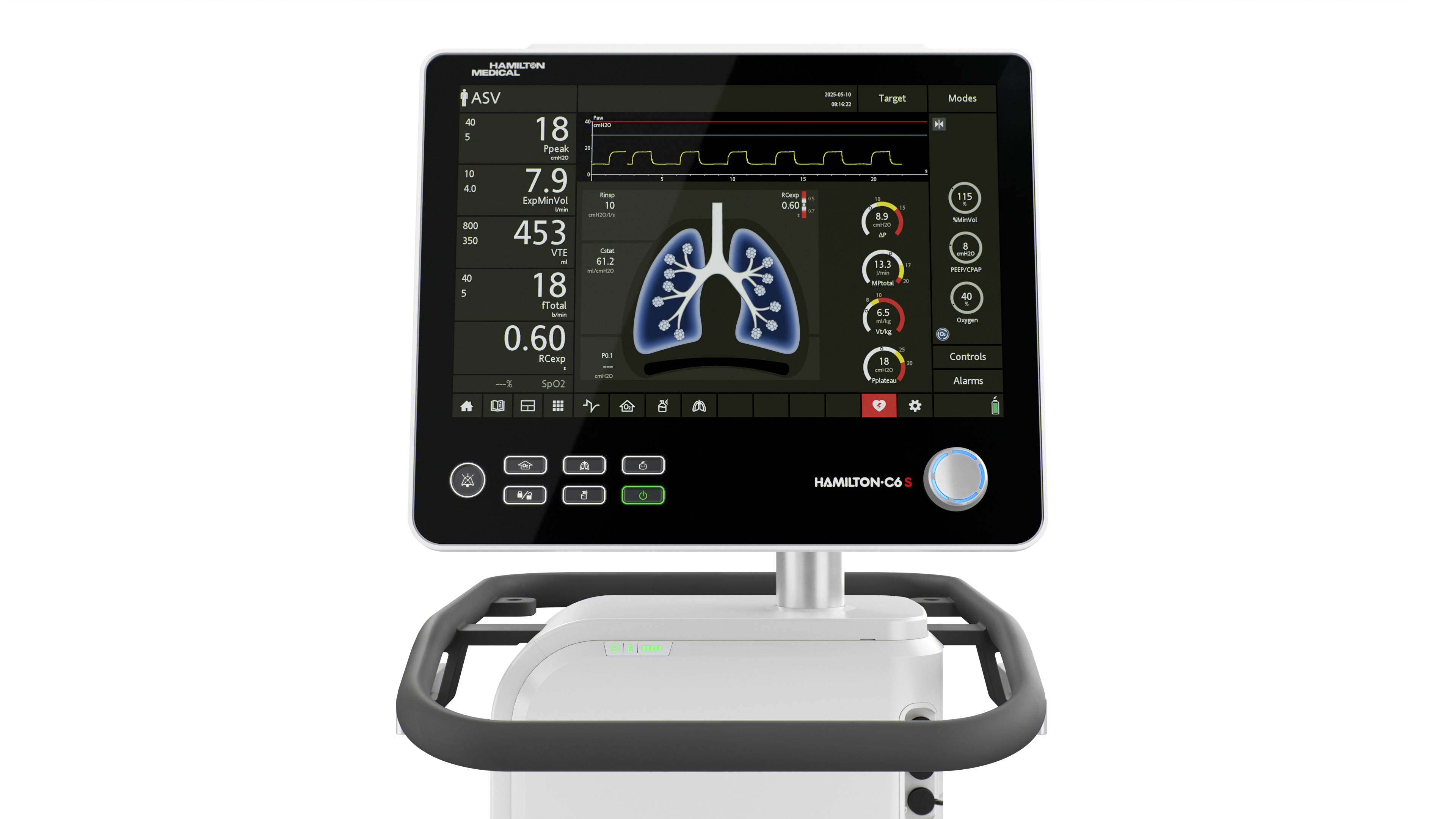Touch screen of the HAMILTON-C6 ventilator