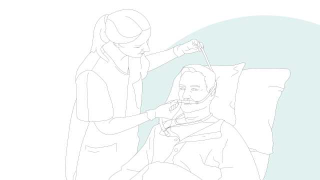 Nurse and patient with HFNC interface
