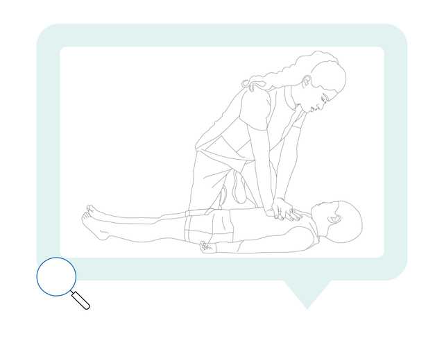 Lineart illustraion of paramedic performing CPR