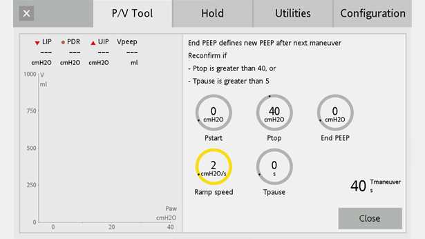 Screenshot of PV Tool with initial settings