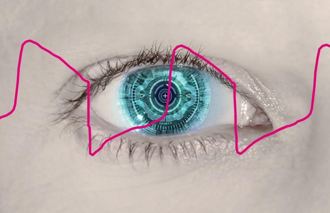 Menschliches Auge, das digitale Daten erfasst und verarbeitet