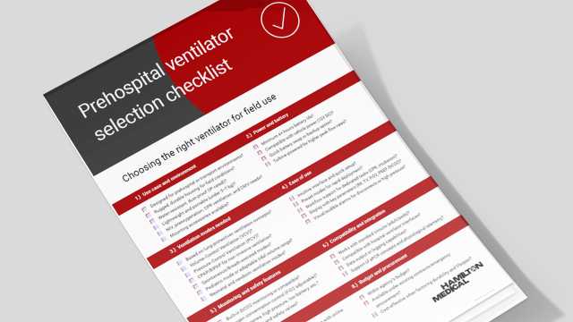 Ventilator selection checklist document for prehospital and EMS teams