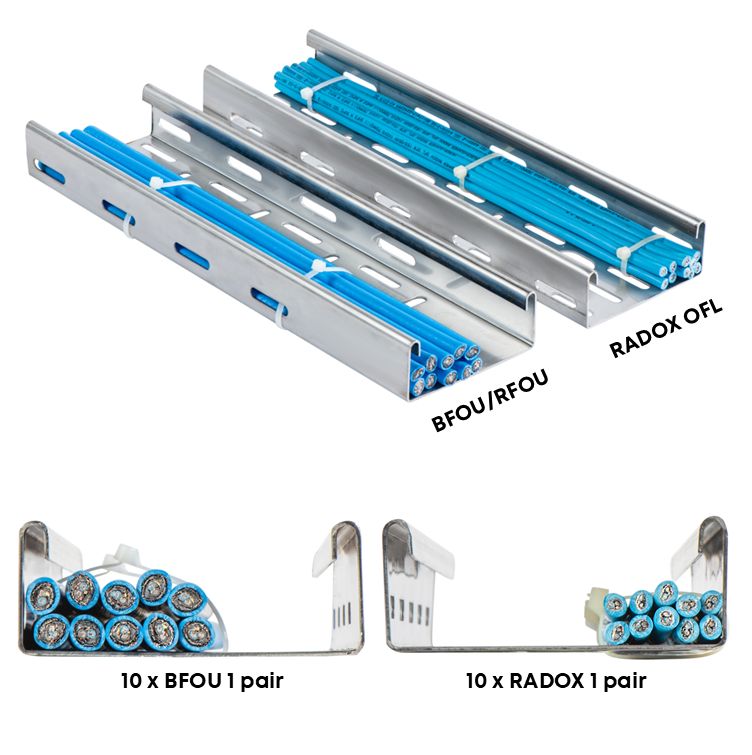 Size comparison of BFOU/RFOU cables with RADOX OFL cable in a cable tray