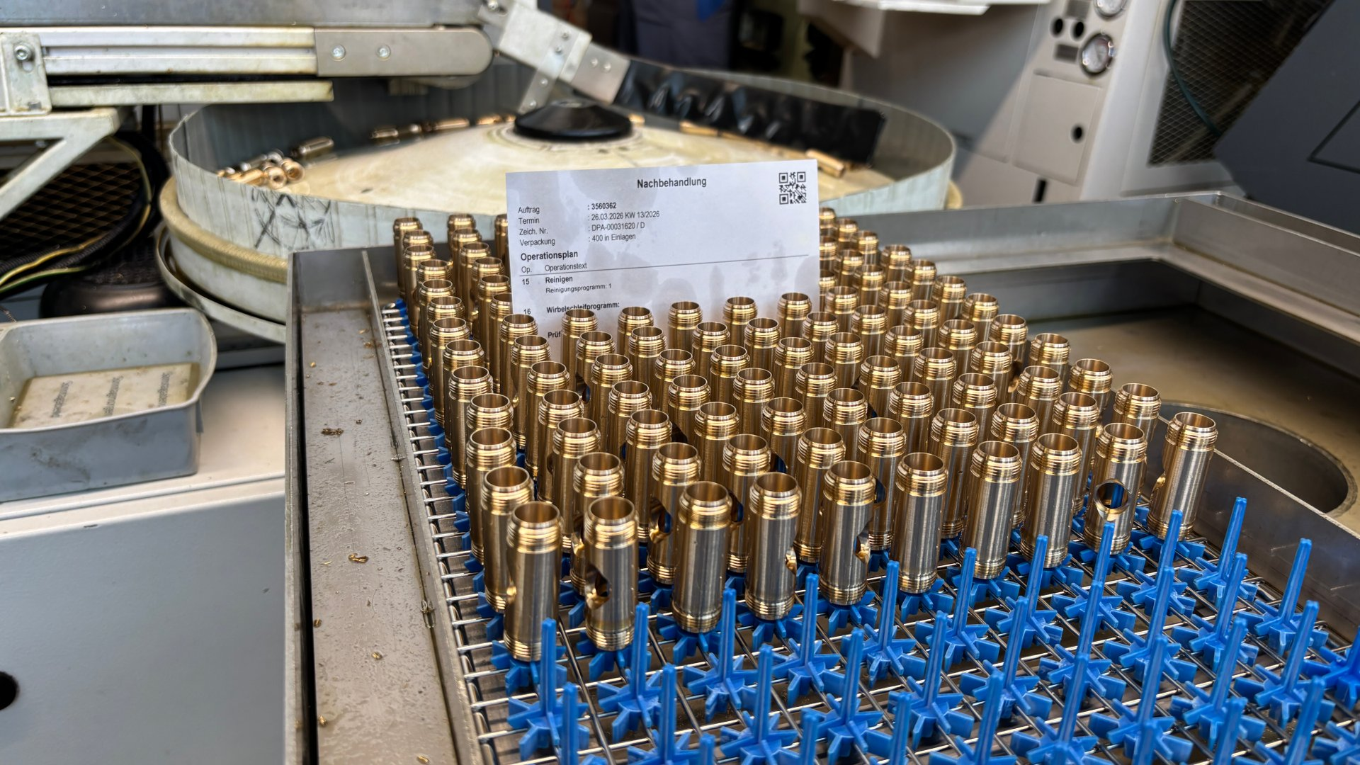 Small brass connectors being produced in Herisau