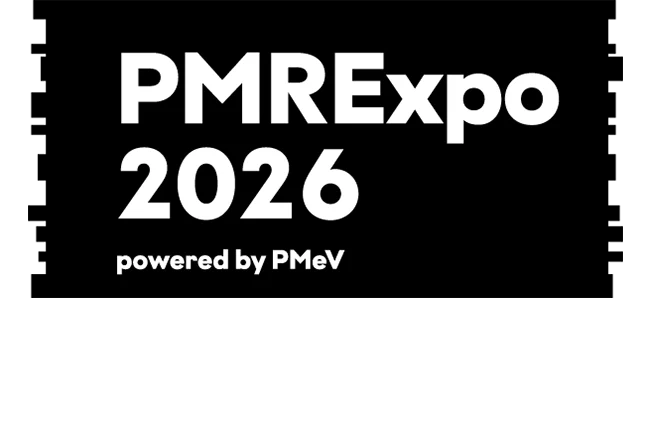 Black background logo with white font stating PMRExpo 2026 Black background logo with white font stating PMRExpo 2026