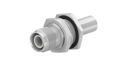COAXIAL CONNECTOR, TNC-reverse, 50 Ohm, Straight bulkhead cable jack (female)