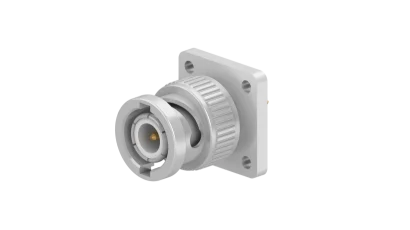 COAXIAL CONNECTOR, BNC, 50 Ohm, Straight panel receptacle, plug (male), flange mount