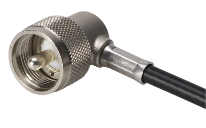 COAXIAL CONNECTOR, UHF, X Ohm, Right angle cable plug (male)