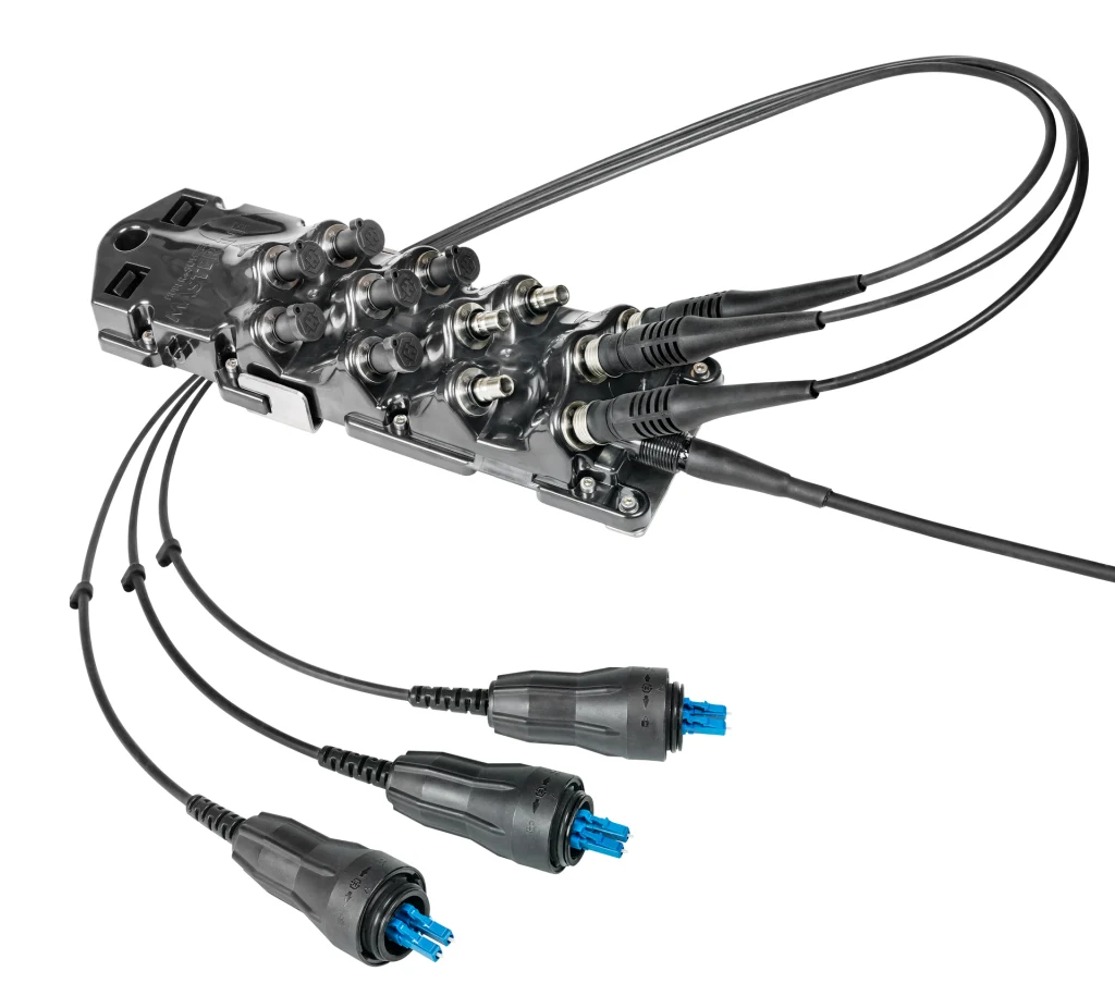 schwarzes Glasfaserkabelsystem
