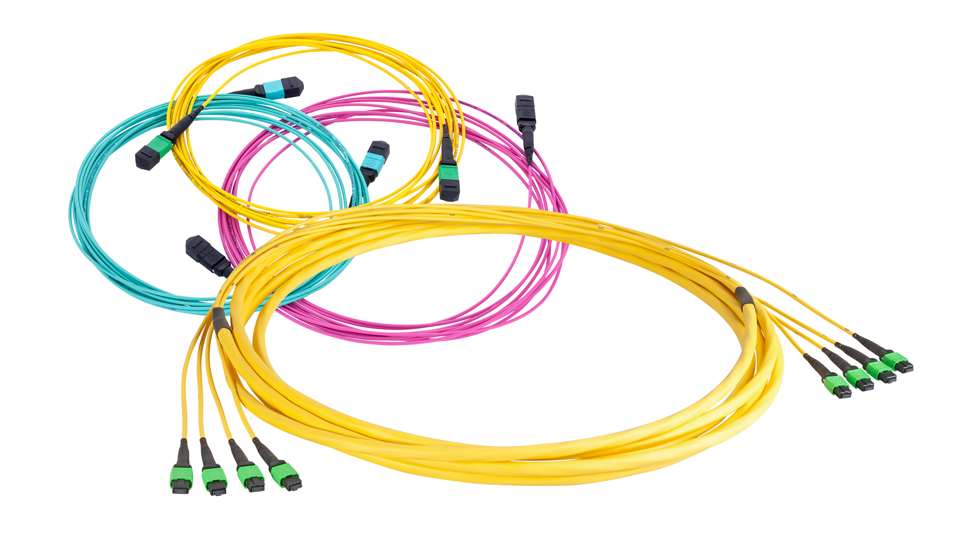 HS FO Fiber Optic Assemblies Patch cord MTP 8, blue, yellow, pink
