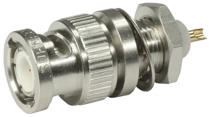 COAXIAL CONNECTOR, BNC, 50 Ohm, Straight bulkhead receptacle, plug (male)