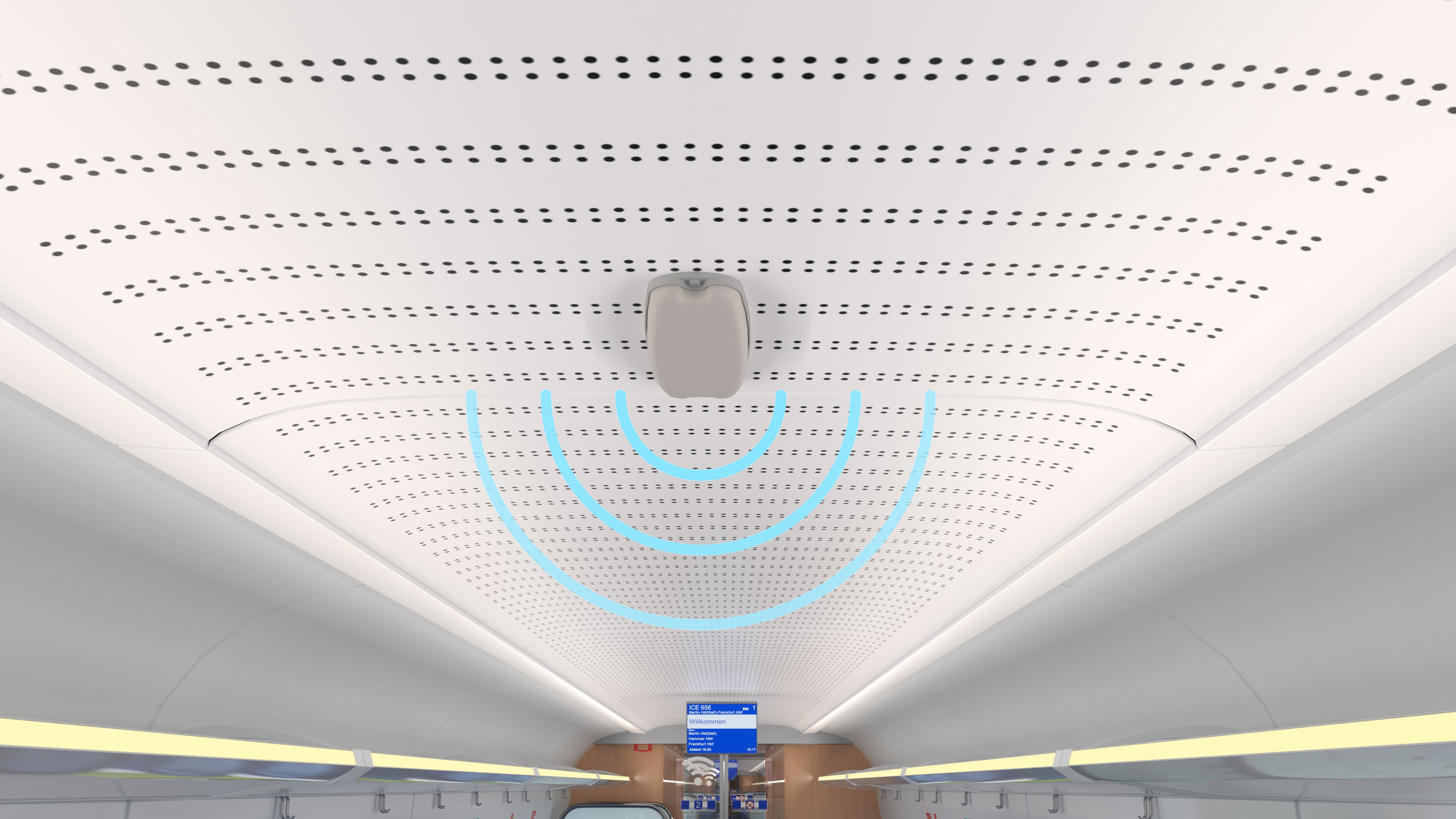 SENCITY Rail MONI-SR Slim 6x6 MIMO antenna installed on the roof of a train