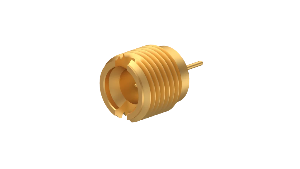 COAXIAL CONNECTOR, SMPM, 50 Ohm, Straight bulkhead receptacle, plug (male), smooth bore