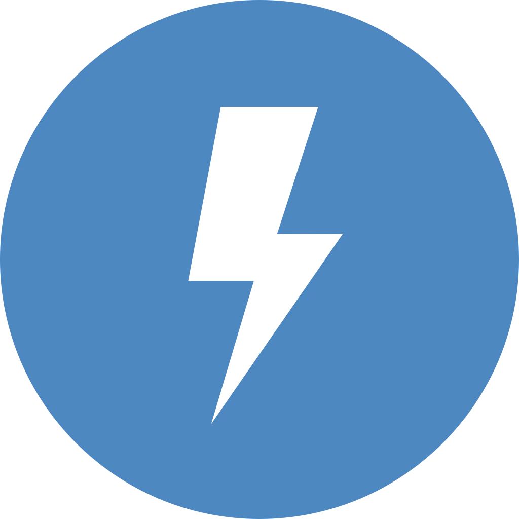 Blitzsymbol im blauen Kreis