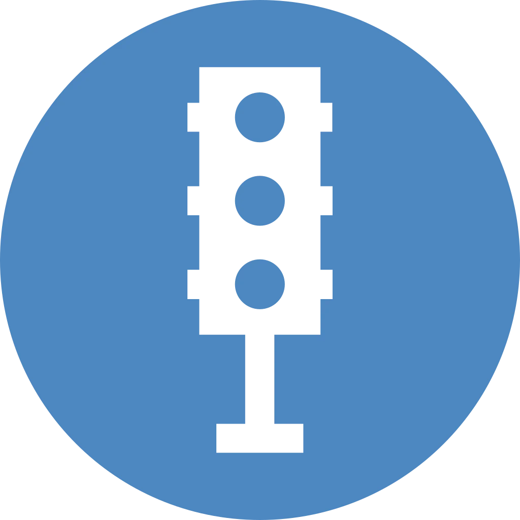 Icon of a traffic signal pole with the three lights