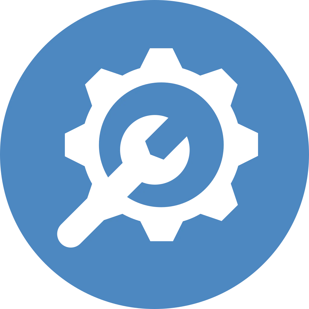 Icon indicating configuration settings portraying a wrench and nuts