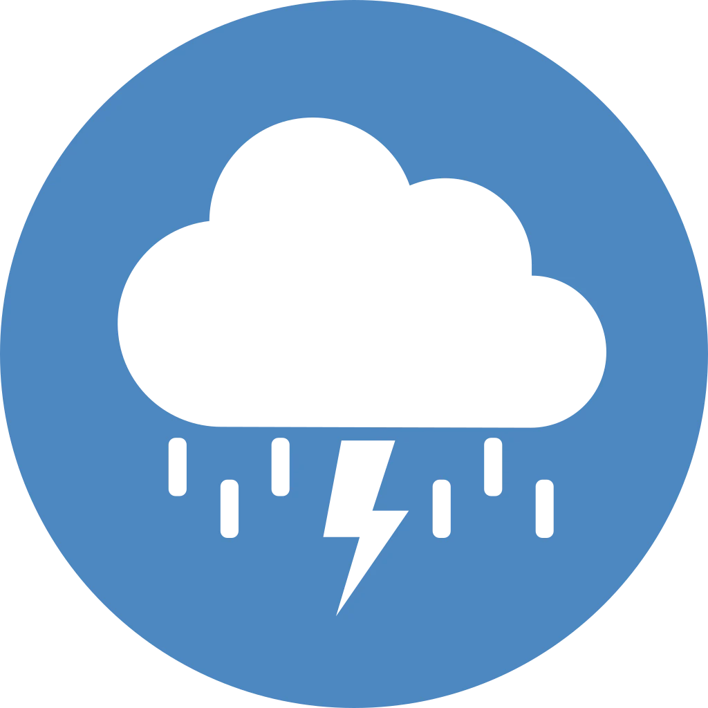 Icon indicating a cloud where it rains with some thunderstorm