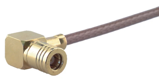 COAXIAL CONNECTOR, SMB, 50 Ohm, Right angle ca - HUBER+SUHNER