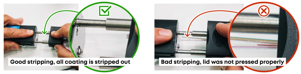 Mastering the stripping tool showing difference between good stripping and bad stripping
