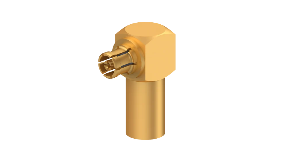 COAXIAL CONNECTOR, SMPM, 50 Ohm, Right angle cable jack (female)
